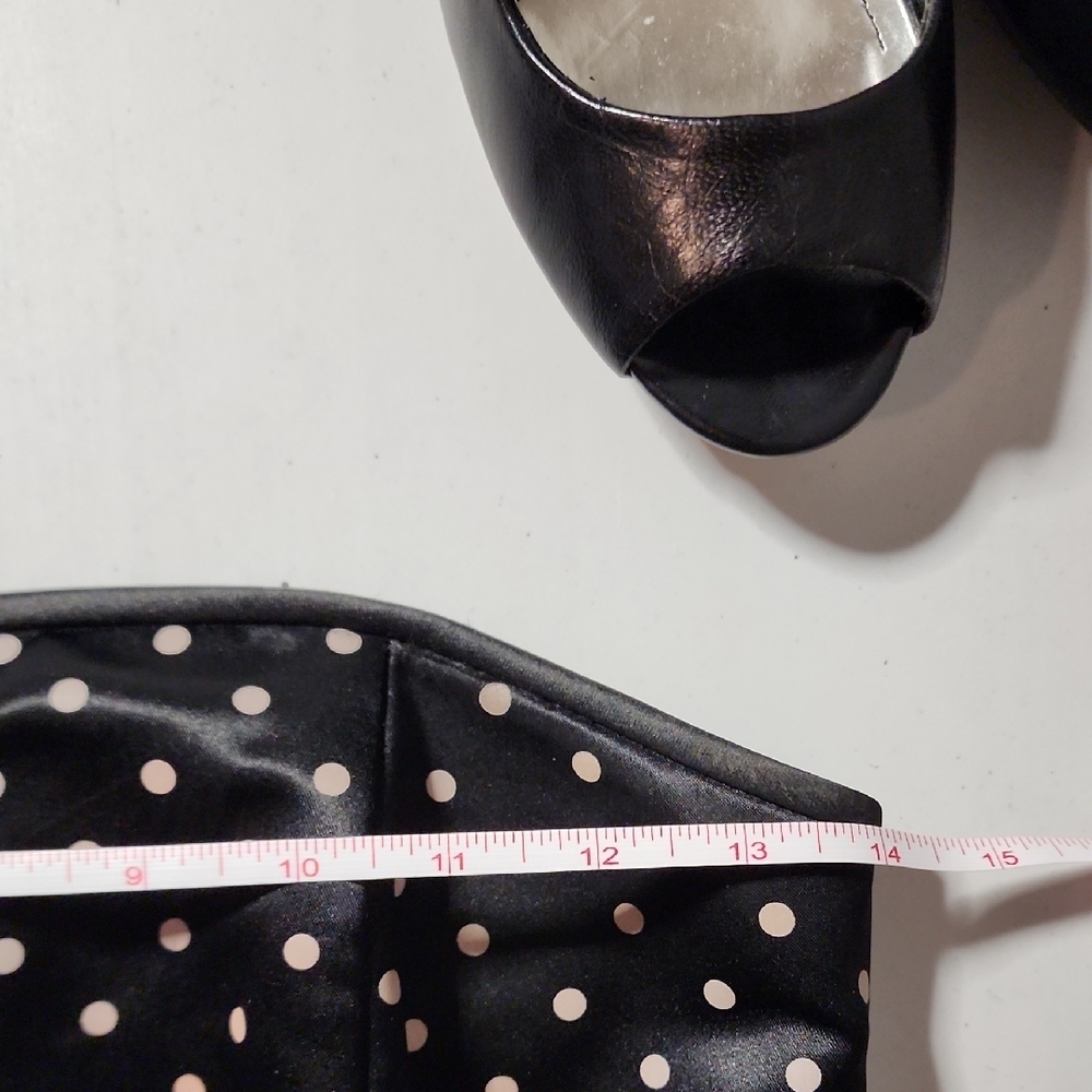 Jessica McClintock For GUNNE SAX Like New Black Strapless Dress with Polka Dots - Picture 4 of 7
